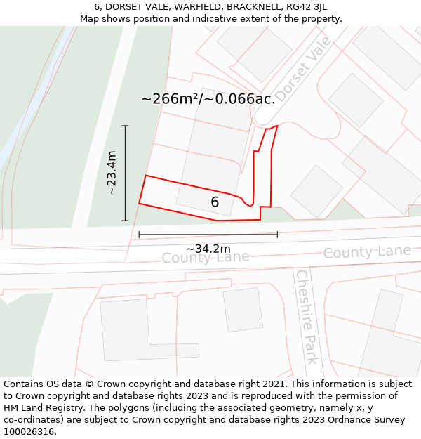 6, DORSET VALE, WARFIELD, BRACKNELL, RG42 3JL: Plot and title map