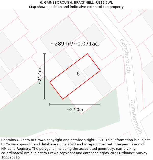 6, GAINSBOROUGH, BRACKNELL, RG12 7WL: Plot and title map