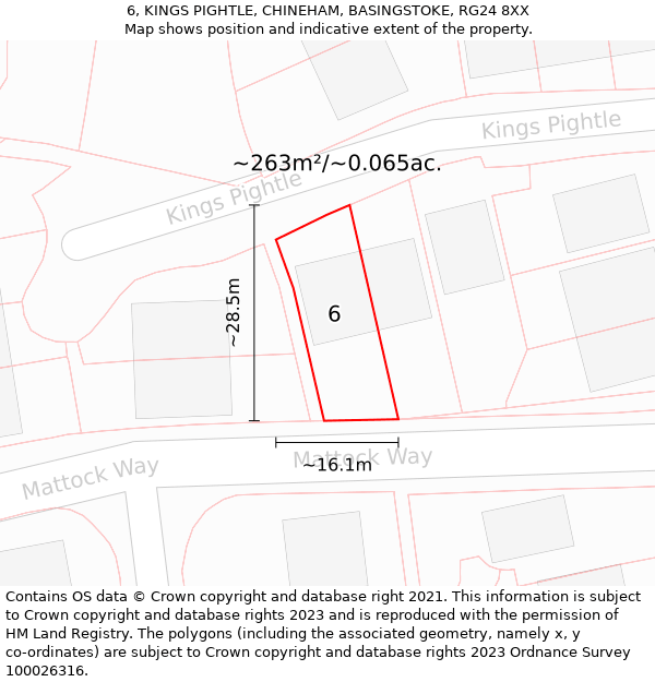 6, KINGS PIGHTLE, CHINEHAM, BASINGSTOKE, RG24 8XX: Plot and title map