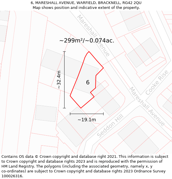 6, MARESHALL AVENUE, WARFIELD, BRACKNELL, RG42 2QU: Plot and title map