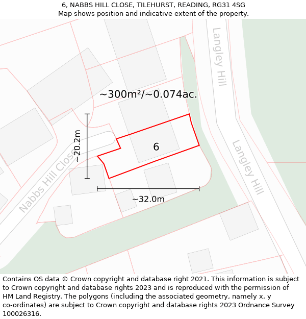 6, NABBS HILL CLOSE, TILEHURST, READING, RG31 4SG: Plot and title map