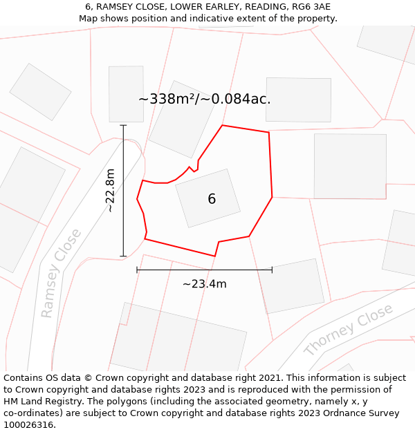 6, RAMSEY CLOSE, LOWER EARLEY, READING, RG6 3AE: Plot and title map