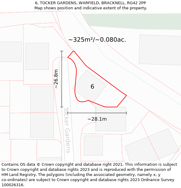 6, TOCKER GARDENS, WARFIELD, BRACKNELL, RG42 2PP: Plot and title map