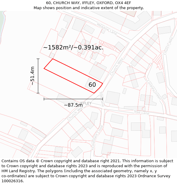 60, CHURCH WAY, IFFLEY, OXFORD, OX4 4EF: Plot and title map