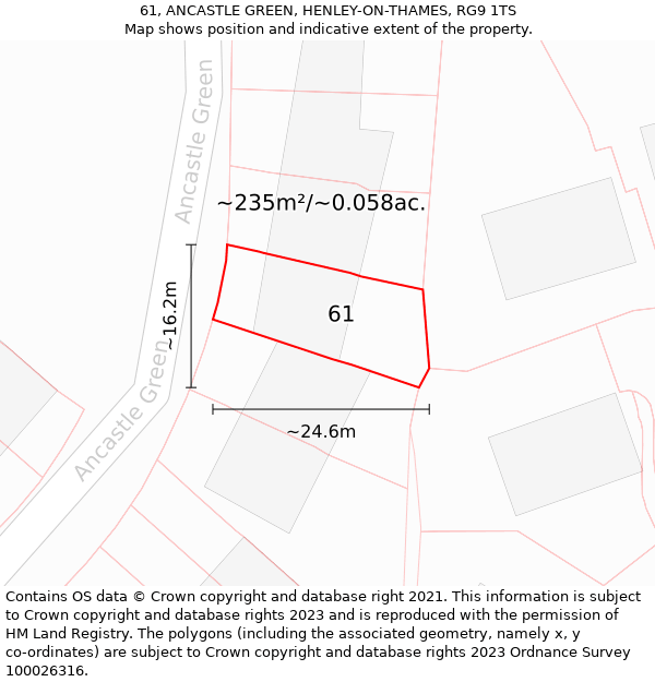 61, ANCASTLE GREEN, HENLEY-ON-THAMES, RG9 1TS: Plot and title map