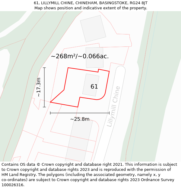 61, LILLYMILL CHINE, CHINEHAM, BASINGSTOKE, RG24 8JT: Plot and title map