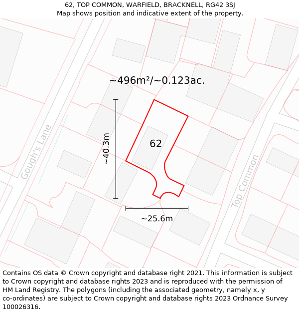 62, TOP COMMON, WARFIELD, BRACKNELL, RG42 3SJ: Plot and title map