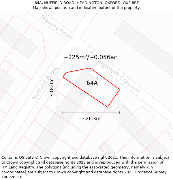 64A, NUFFIELD ROAD, HEADINGTON, OXFORD, OX3 8RF: Plot and title map