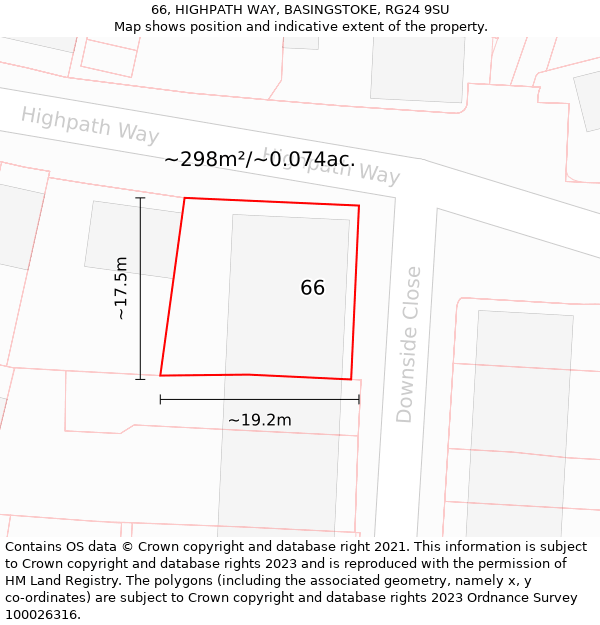 66, HIGHPATH WAY, BASINGSTOKE, RG24 9SU: Plot and title map