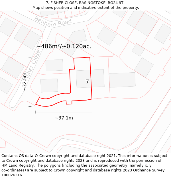 7, FISHER CLOSE, BASINGSTOKE, RG24 9TL: Plot and title map