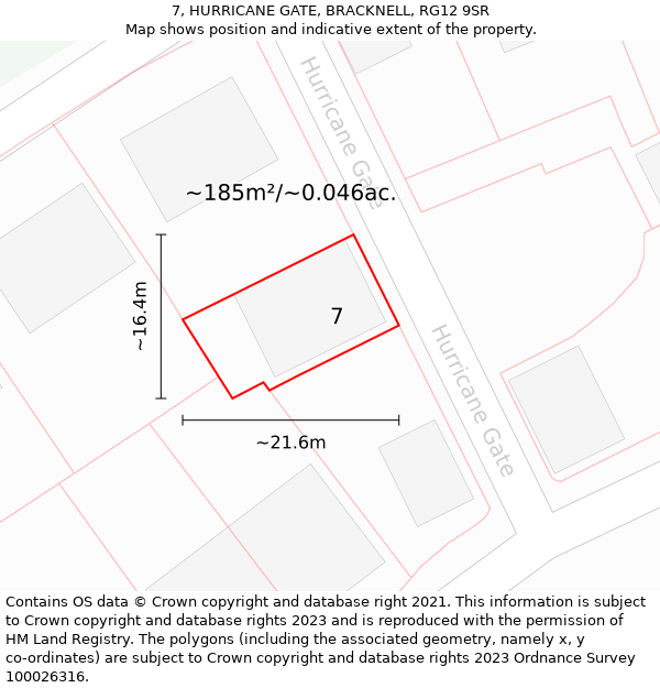 7, HURRICANE GATE, BRACKNELL, RG12 9SR: Plot and title map