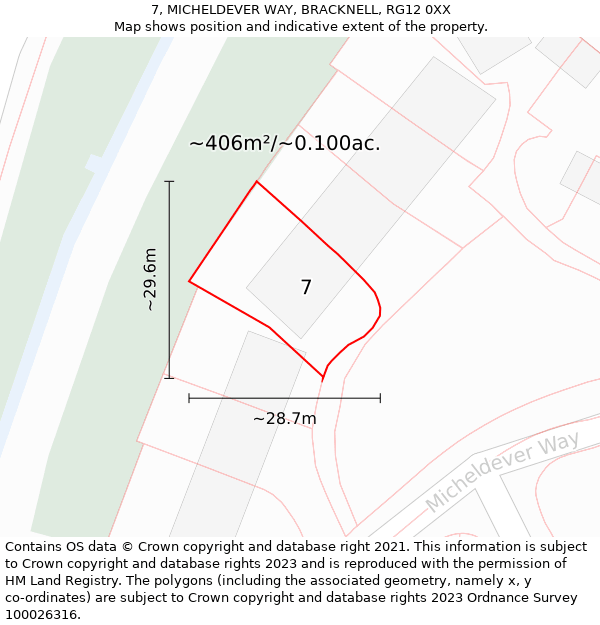 7, MICHELDEVER WAY, BRACKNELL, RG12 0XX: Plot and title map