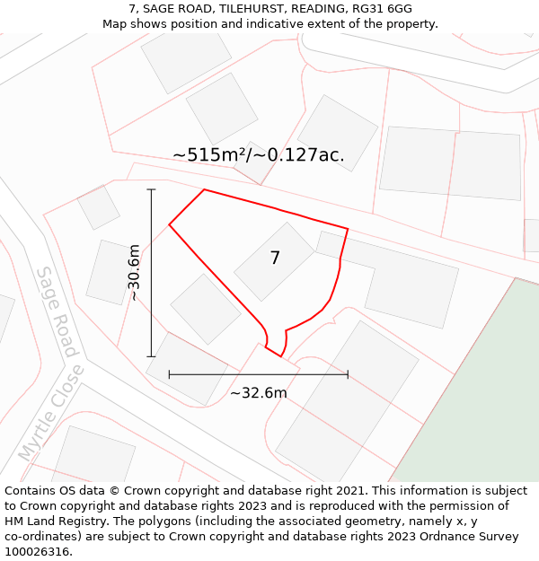 7, SAGE ROAD, TILEHURST, READING, RG31 6GG: Plot and title map