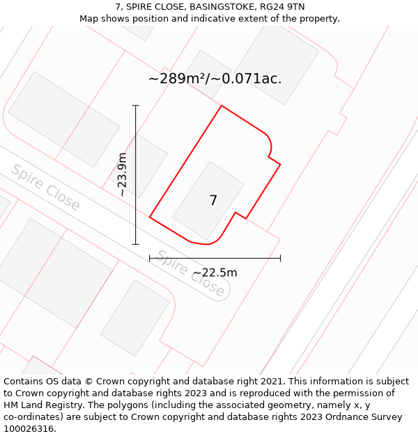 7, SPIRE CLOSE, BASINGSTOKE, RG24 9TN: Plot and title map