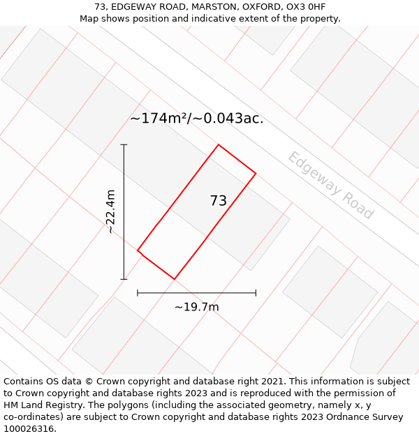 73, EDGEWAY ROAD, MARSTON, OXFORD, OX3 0HF: Plot and title map