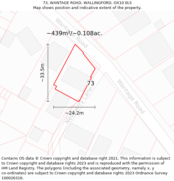 73, WANTAGE ROAD, WALLINGFORD, OX10 0LS: Plot and title map
