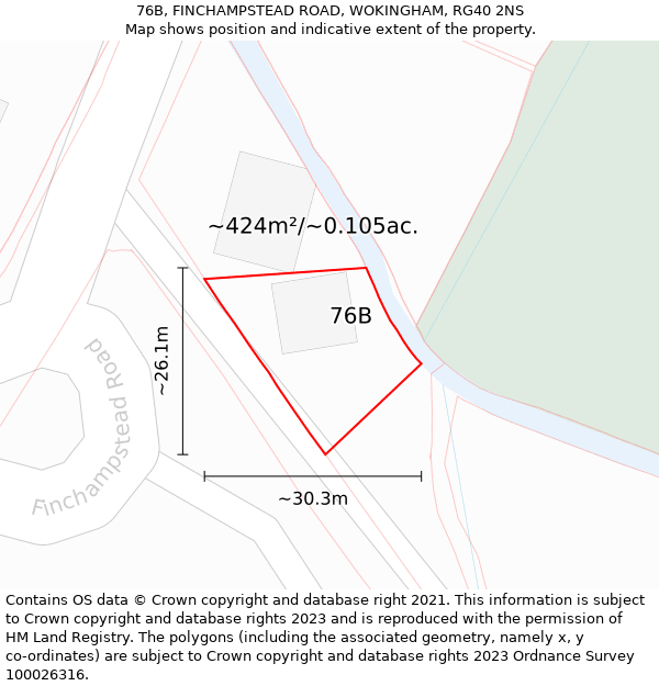 76B, FINCHAMPSTEAD ROAD, WOKINGHAM, RG40 2NS: Plot and title map
