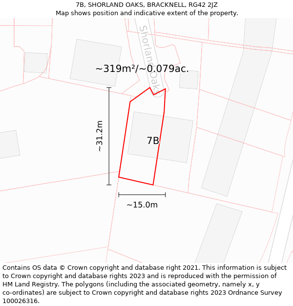 7B, SHORLAND OAKS, BRACKNELL, RG42 2JZ: Plot and title map