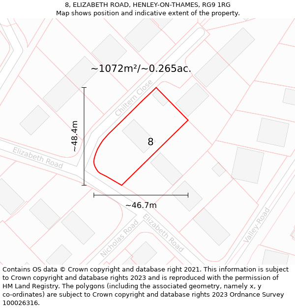 8, ELIZABETH ROAD, HENLEY-ON-THAMES, RG9 1RG: Plot and title map