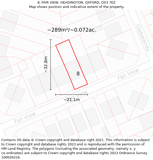 8, FAIR VIEW, HEADINGTON, OXFORD, OX3 7EZ: Plot and title map