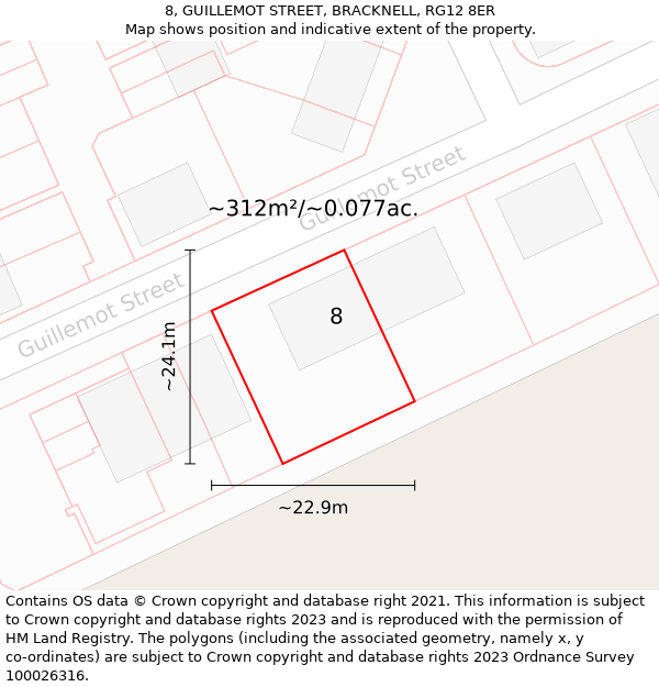 8, GUILLEMOT STREET, BRACKNELL, RG12 8ER: Plot and title map