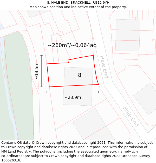 8, HALE END, BRACKNELL, RG12 9YH: Plot and title map