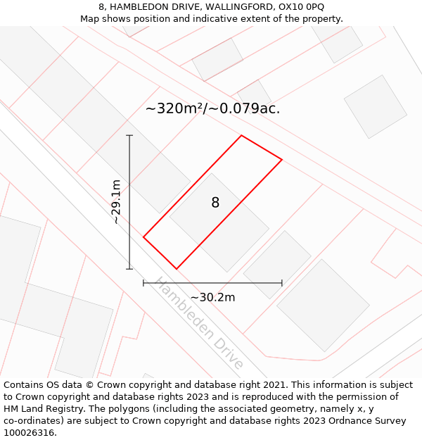 8, HAMBLEDON DRIVE, WALLINGFORD, OX10 0PQ: Plot and title map