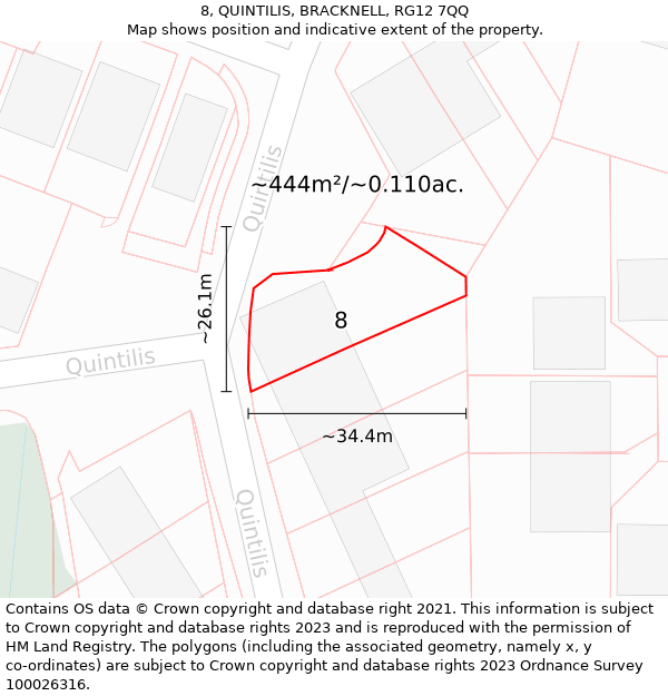 8, QUINTILIS, BRACKNELL, RG12 7QQ: Plot and title map