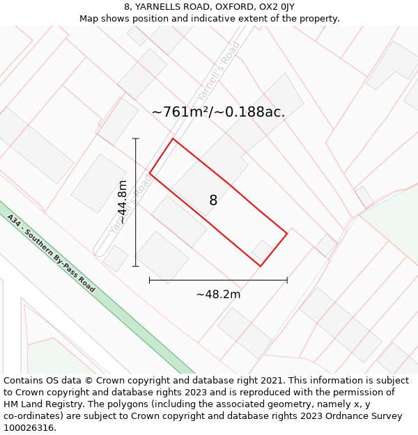 8, YARNELLS ROAD, OXFORD, OX2 0JY: Plot and title map