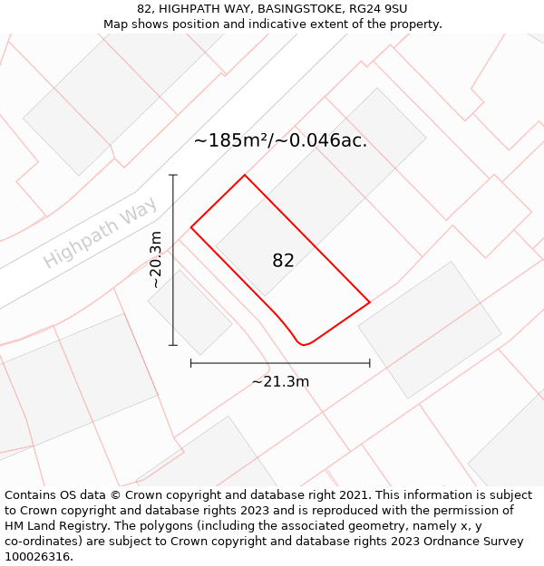 82, HIGHPATH WAY, BASINGSTOKE, RG24 9SU: Plot and title map