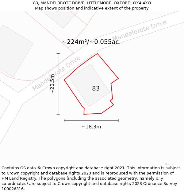 83, MANDELBROTE DRIVE, LITTLEMORE, OXFORD, OX4 4XQ: Plot and title map