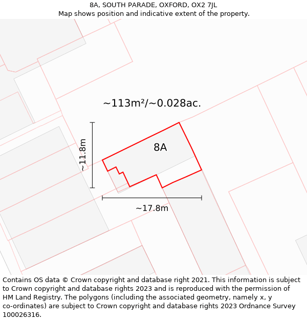 8A, SOUTH PARADE, OXFORD, OX2 7JL: Plot and title map
