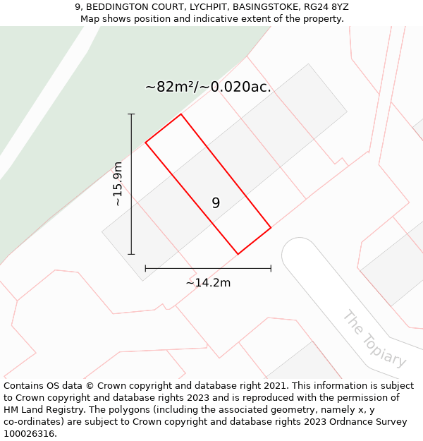 9, BEDDINGTON COURT, LYCHPIT, BASINGSTOKE, RG24 8YZ: Plot and title map