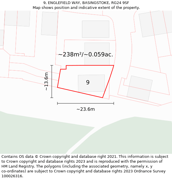 9, ENGLEFIELD WAY, BASINGSTOKE, RG24 9SF: Plot and title map