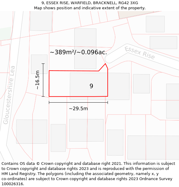 9, ESSEX RISE, WARFIELD, BRACKNELL, RG42 3XG: Plot and title map