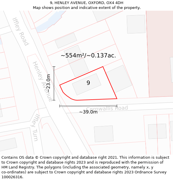9, HENLEY AVENUE, OXFORD, OX4 4DH: Plot and title map