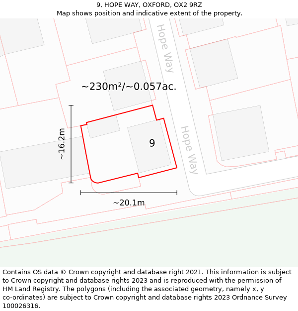9, HOPE WAY, OXFORD, OX2 9RZ: Plot and title map