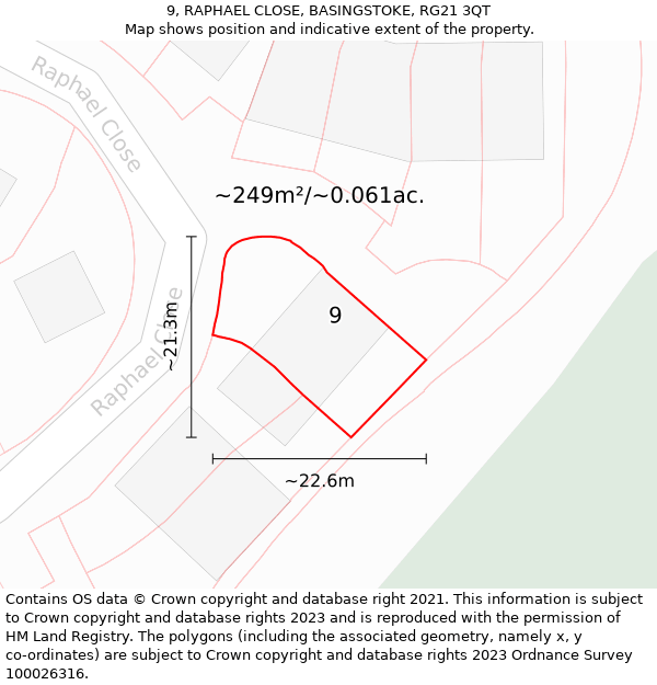 9, RAPHAEL CLOSE, BASINGSTOKE, RG21 3QT: Plot and title map