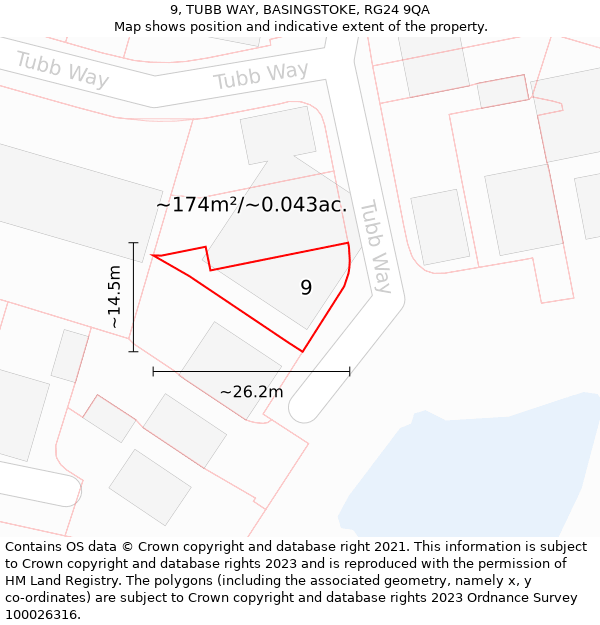 9, TUBB WAY, BASINGSTOKE, RG24 9QA: Plot and title map