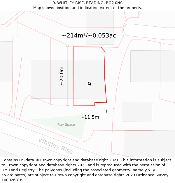 9, WHITLEY RISE, READING, RG2 0NS: Plot and title map