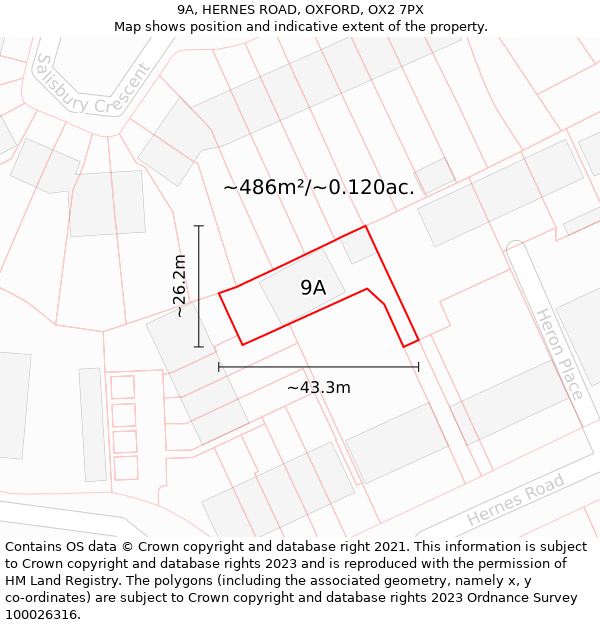 9A, HERNES ROAD, OXFORD, OX2 7PX: Plot and title map