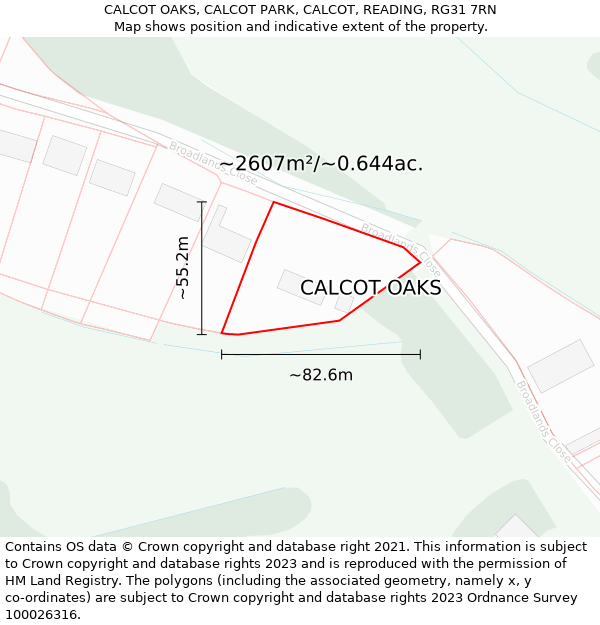 CALCOT OAKS, CALCOT PARK, CALCOT, READING, RG31 7RN: Plot and title map