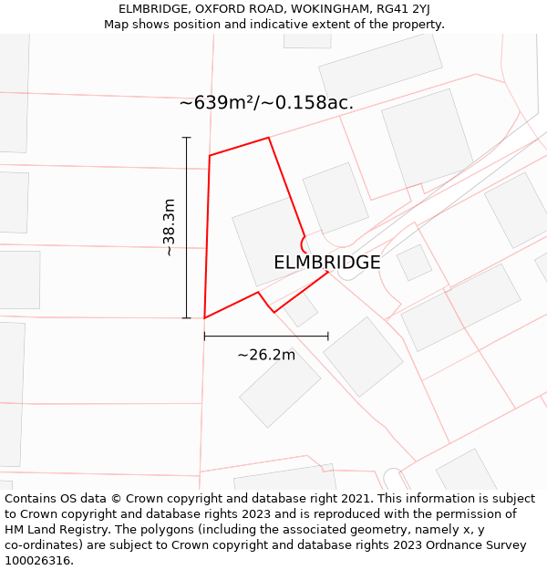 ELMBRIDGE, OXFORD ROAD, WOKINGHAM, RG41 2YJ: Plot and title map