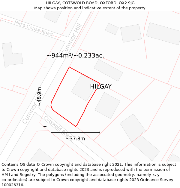 HILGAY, COTSWOLD ROAD, OXFORD, OX2 9JG: Plot and title map