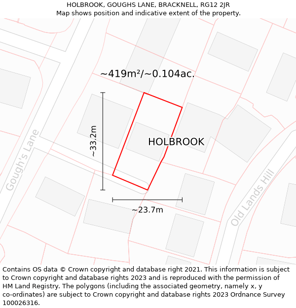 HOLBROOK, GOUGHS LANE, BRACKNELL, RG12 2JR: Plot and title map