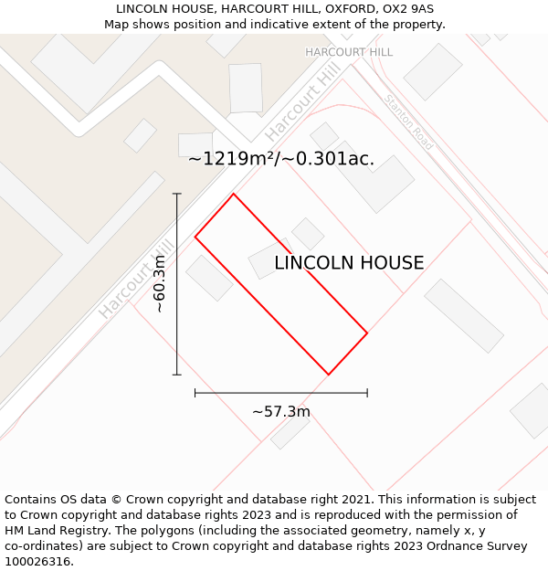 LINCOLN HOUSE, HARCOURT HILL, OXFORD, OX2 9AS: Plot and title map