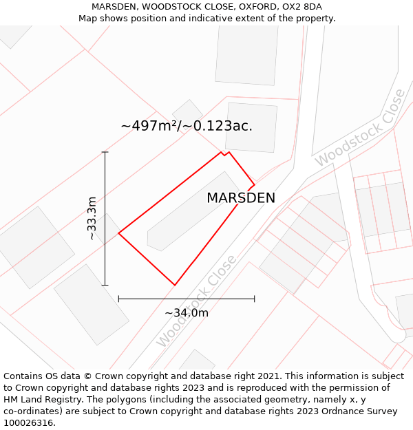 MARSDEN, WOODSTOCK CLOSE, OXFORD, OX2 8DA: Plot and title map