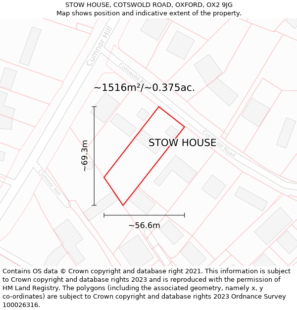 STOW HOUSE, COTSWOLD ROAD, OXFORD, OX2 9JG: Plot and title map
