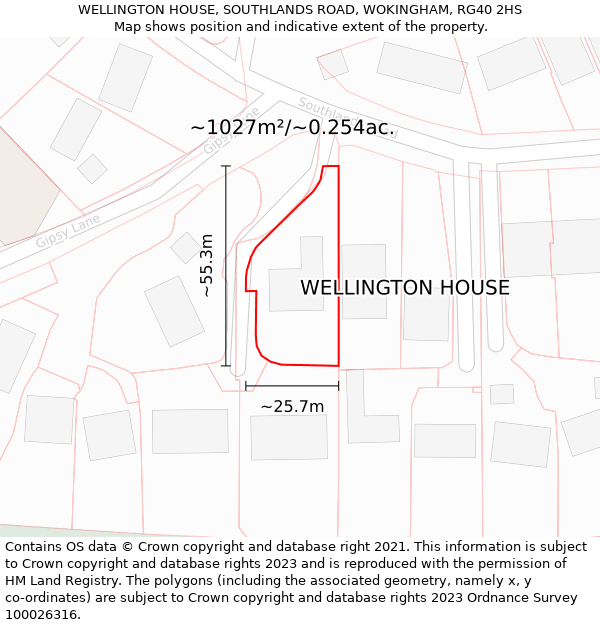 WELLINGTON HOUSE, SOUTHLANDS ROAD, WOKINGHAM, RG40 2HS: Plot and title map