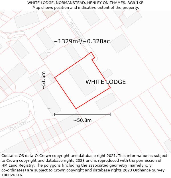 WHITE LODGE, NORMANSTEAD, HENLEY-ON-THAMES, RG9 1XR: Plot and title map